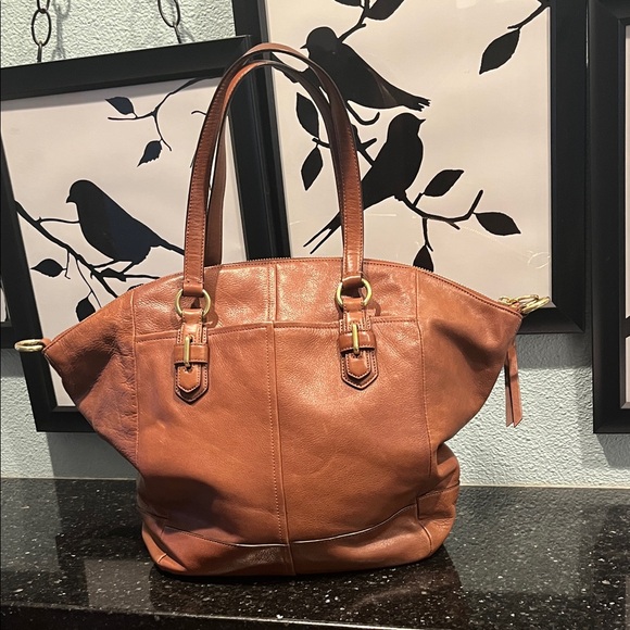 Coach Brown Leather Tote with Gold Hardware - Picture 2 of 7